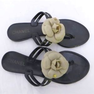 Chanel Black Jelly Camellia Sandal